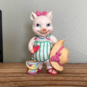 EUC - Bronson Collection 1994 Vintage Pig Figurine Ready for the Beach
